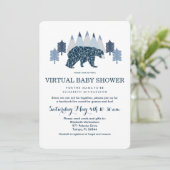 Baby Boy Moderne Bear virtuelle Babydusche Einladung (Stehend Vorderseite)