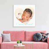 BABY BOY Modernes Foto niedlicher Herzrahmen Blau Leinwanddruck (Insitu (Wohnzimmer))