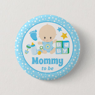 Baby Boy Mommy to Be Blaue Sterne  Button