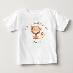 Baby Boy Monkey Erster Geburtstag Kleiner Affe T-shirt