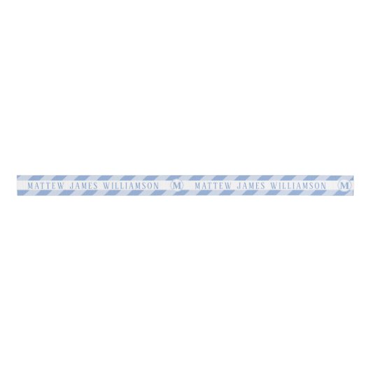 Baby Boy Monogram Blue Gift Wrapping Grosgrain Rib Ripsband (Vorderseite)