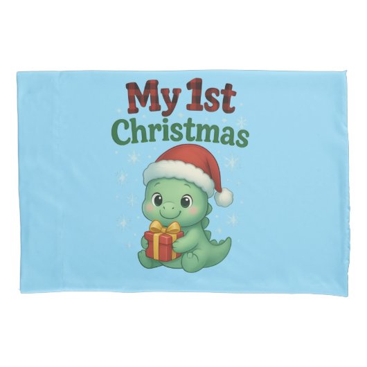 Baby Boy My 1st Christmas Dino Kissenbezug (Vorderseite)