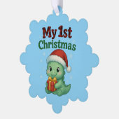 Baby Boy My 1st Christmas Dino Ornament Karte (Linke Ecke)