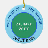 Baby Boy Name Ankündigung Earth Green Blue Keramik Ornament (Vorne)