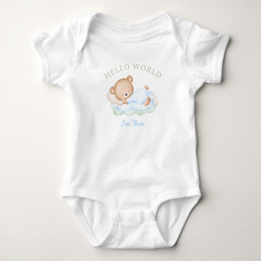 Baby Boy Name Blue Green Bear Baby Strampler (Vorderseite)