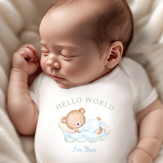Baby Boy Name Blue Green Bear Strampler