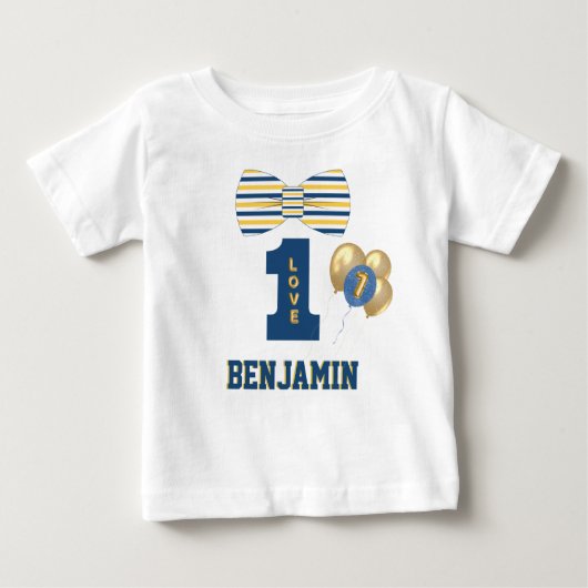 Baby Boy Name Eine Liebe Bow Krawatte Blue Baby T-shirt (Vorderseite)