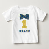 Baby Boy Name Eine Liebe Bow Krawatte Blue Baby T-shirt (Vorderseite)