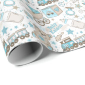Baby Boy Name Kinderzimmer Blue Newborn Glitzer hi Geschenkpapier (Rolleneckpunkt)