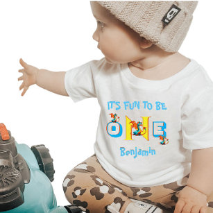 Baby Boy Name One Dinosaurier Niedlich Baby T-shirt