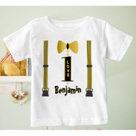 Baby Boy Name One Liebe Tuxedo Baby T-shirt