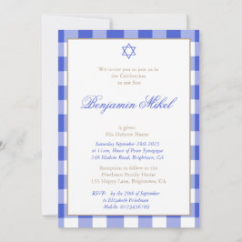 Baby Boy Namemony Zeremony Hebrew Jewish Blue Einladung