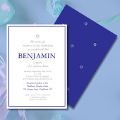 Baby Boy Namemony Zeremony Hebrew Jewish Blue Einladung