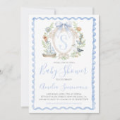 Baby Boy Nautical Dusche Preppy Blue Sailing Einladung (Vorderseite)