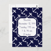 Baby Boy Nautical Navy Blue Anchor Muster Postkarte (Vorne/Hinten)
