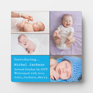 Baby Boy Neugeborenes Foto Geburtsankündigung Blue Fotoplatte