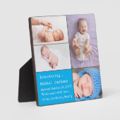 Baby Boy Neugeborenes Foto Geburtsankündigung Blue Fotoplatte (Vorderseite)