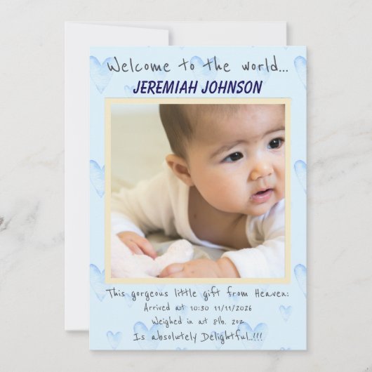 Baby Boy New Ankunft Ankündigung (Vorderseite)