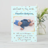 Baby Boy New Ankunft Ankündigung (Stehend Vorderseite)