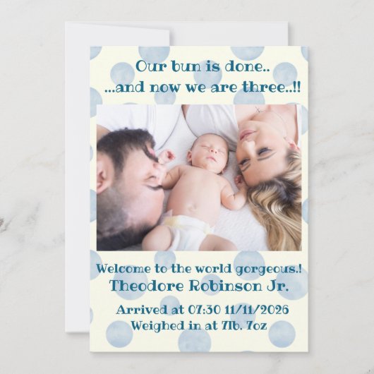 Baby Boy New Ankunft Ankündigung (Vorderseite)