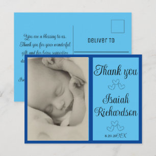Baby Boy New Baby Ankündigung Danke Nachricht Postkarte