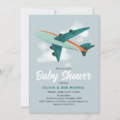 Baby Boy Niedlich Blue Airplane Travel Baby Dusche Einladung (Vorderseite)