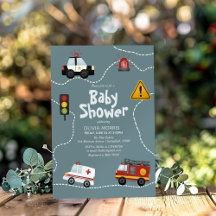 Baby Boy Niedlich Blue Transport Police Baby Dusch