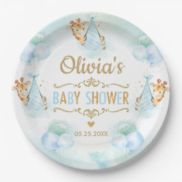 Baby Boy Niedlich Giraffe Balloons Babydusche Pappteller