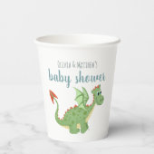 Baby Boy Niedlich Magical Green Dragon Baby Dusche Pappbecher (Rückseite)