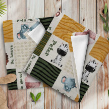 Baby Boy Niedlich Safari Tiere Personalisiert Blan