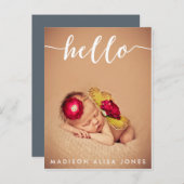 Baby Boy oder Girl Hallo Foto Geburtsankündigung Ankündigungspostkarte (Vorne/Hinten)