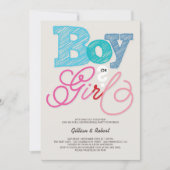 Baby Boy oder Girl Pink Blue Gender Reveal Party Einladung (Vorderseite)