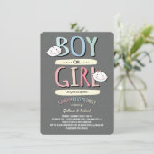 Baby Boy oder Girl Pink Blue Gender Reveal Party Einladung (Stehend Vorderseite)