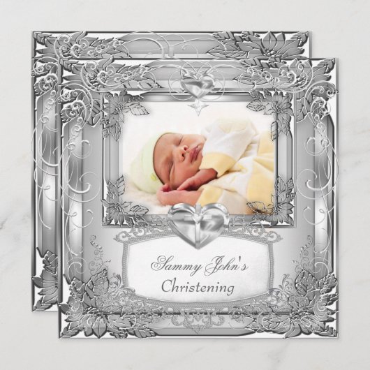 Baby Boy oder Girl Silver Christening Taufkreuz Ankündigung (Vorne/Hinten)