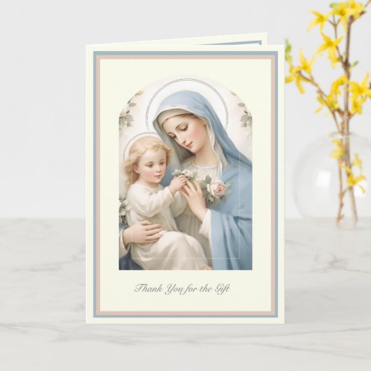 Baby Boy oder Mädchen Religious katholic Danke Karte (Gelbe Blume)