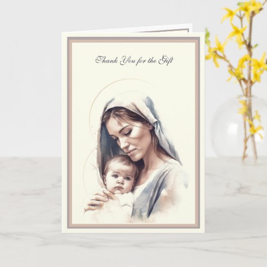 Baby Boy oder Mädchen Religious katholic Danke Karte (Gelbe Blume)
