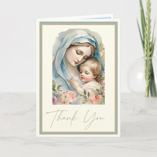 Baby Boy oder Mädchen Religious katholic Danke Karte (Vorderseite)