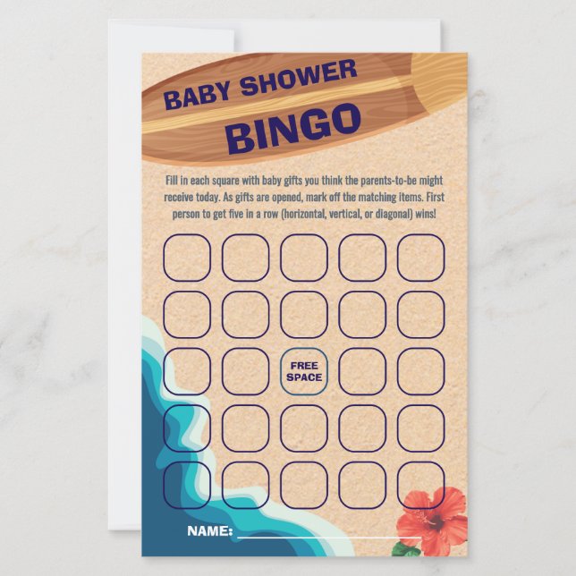 Baby Boy On Board Baby Shower Bingo Game Card (Vorderseite)