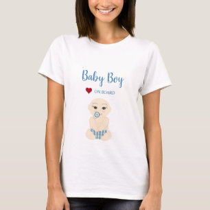 Baby Boy On Board Illustration in Blue Design T-Shirt