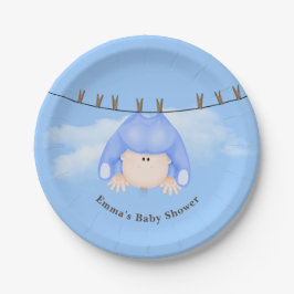 Baby Boy on Clothesline Paper Plate Pappteller