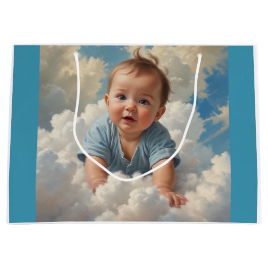 Baby Boy on Cloud Große Geschenktüte (Vorderseite)