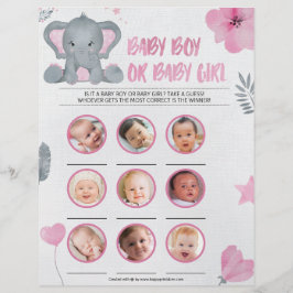 Baby Boy or Baby Girl [Baby Elephant [Rosa] Briefbogen