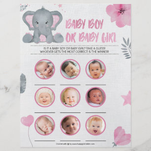 Baby Boy or Baby Girl [Baby Elephant [Rosa] Briefbogen