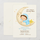 Baby Boy Over the Moon Baby Shower Einladung (Vorne/Hinten)