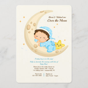 Baby Boy Over the Moon Baby Shower Einladung