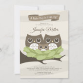 Baby Boy Owl Familiendusche Einladung (Vorderseite)