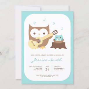 Baby Boy Owl Gitarre Kinderdusche Einladung