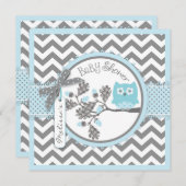 Baby Boy Owl Zickzack Print Baby Dusche Einladung (Vorne/Hinten)