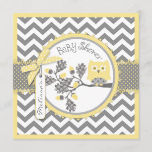Baby Boy Owl Zickzack Print Baby Dusche Einladung