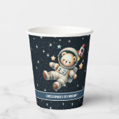 Baby Boy Party Paper Cups Teddy Bear Astronaut Pappbecher (Rückseite)